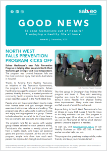 The front cover of the newsletter headed 'Good news' with the lead article 'North West Falls Prevention Program kicks off'.